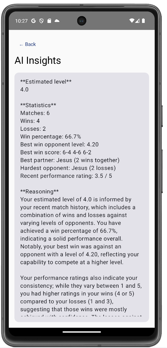 PadelWatch screenshot 2