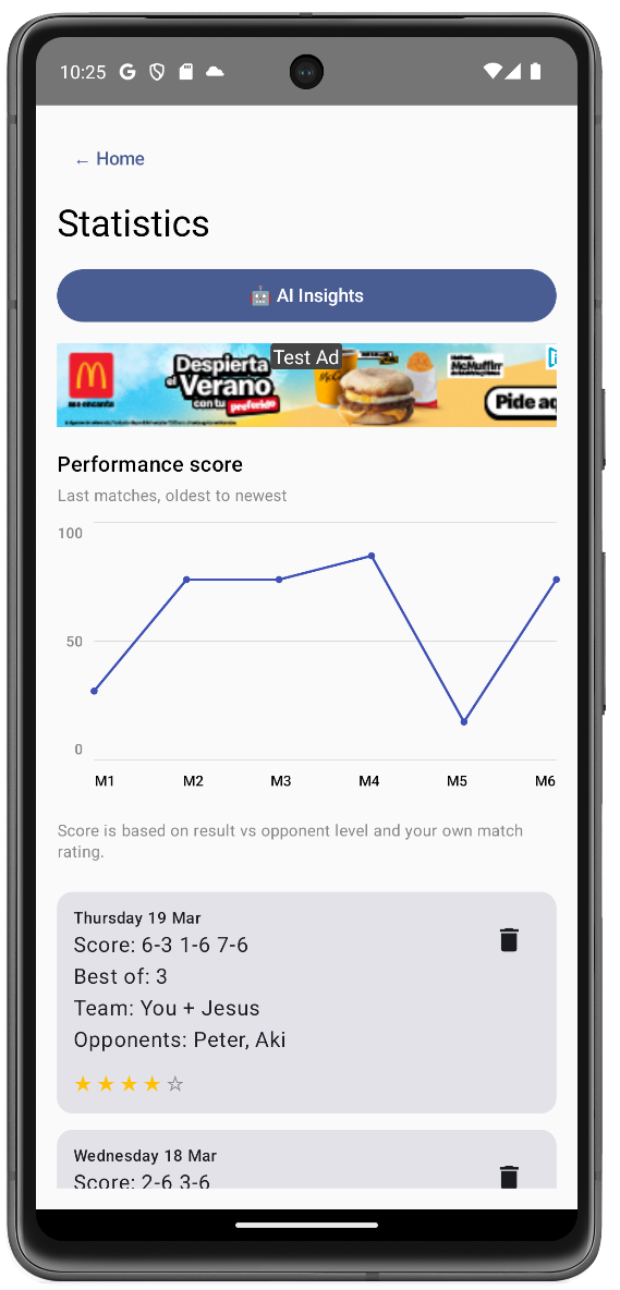 PadelWatch screenshot 2